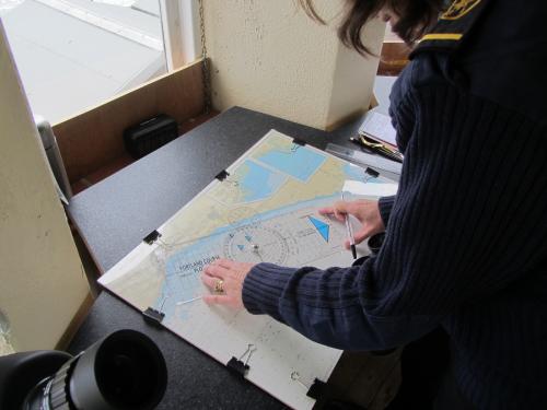 Plotting during RNLI exercise at Charmouth